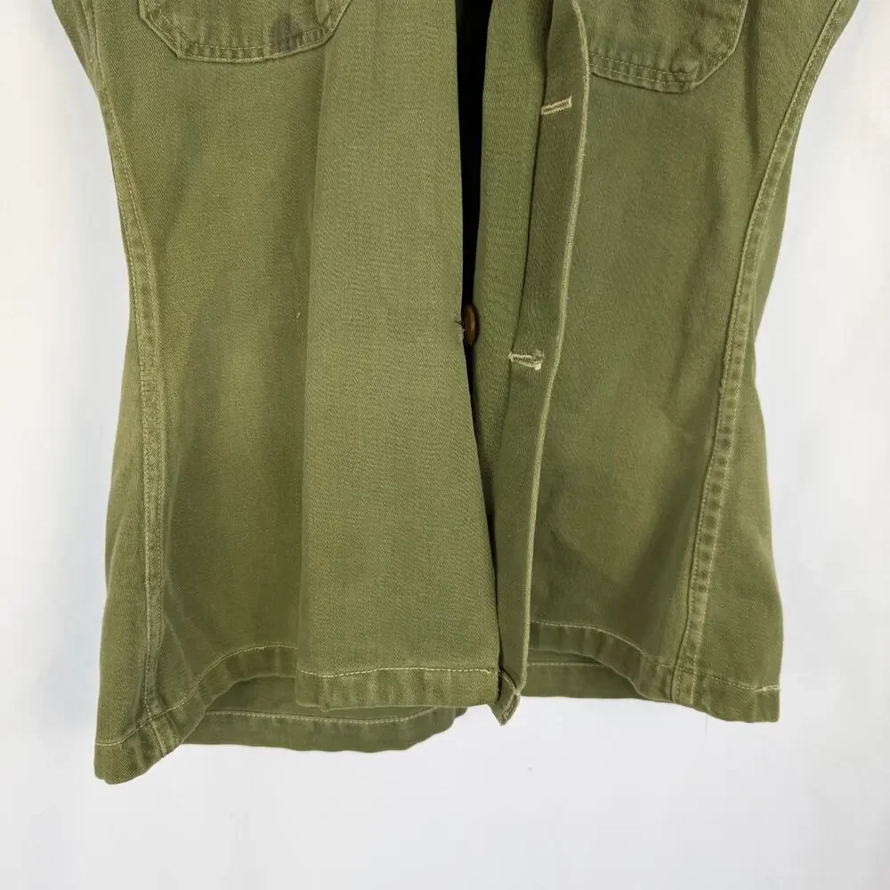Vintage US Air Force Uniform Shirt Khaki Green Est Size Mens Small Patches READ